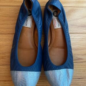 Lanvin Navy and Metallic Women's Flats